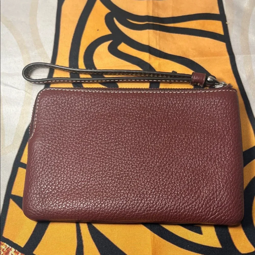 Coach Corner Zip Wristlet With Coach Stripe